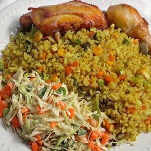 Rice, Chicken, Plantain/Salad