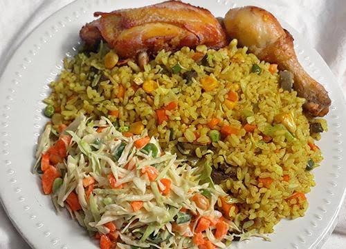 Rice, Chicken, Plantain/Salad