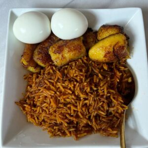 Rice (2 spoons) + Egg + Plantain