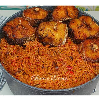 Jollof Rice & Fried Fish Combo