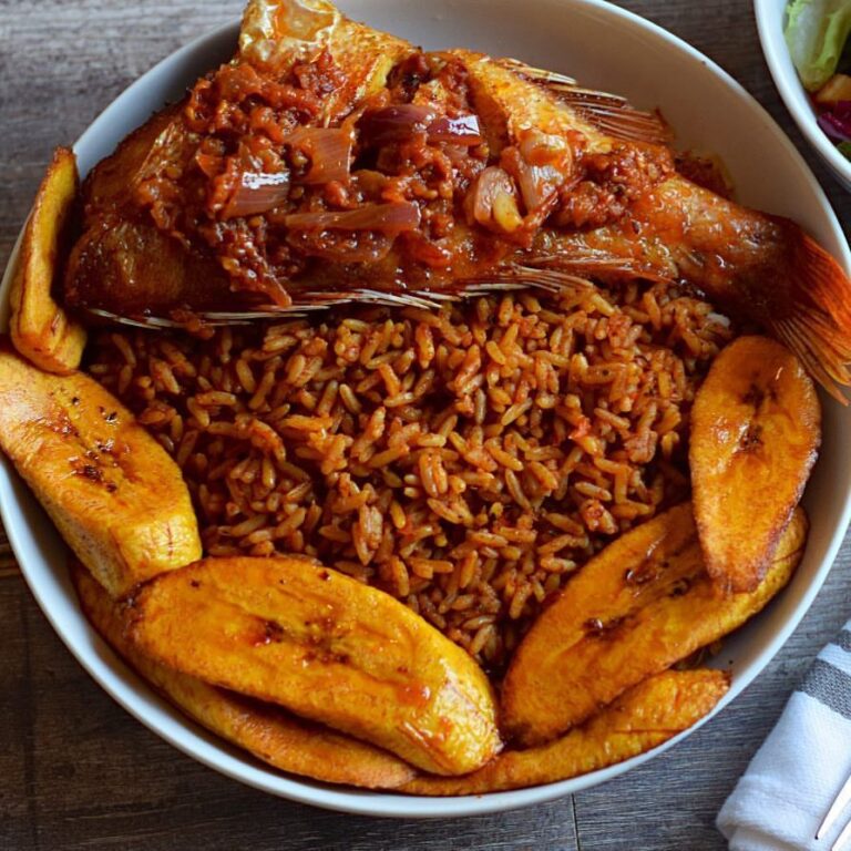 Rice (4 spoons) + Fish + Plantain
