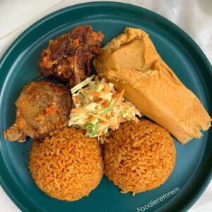 Jollof Rice + Moi Moi