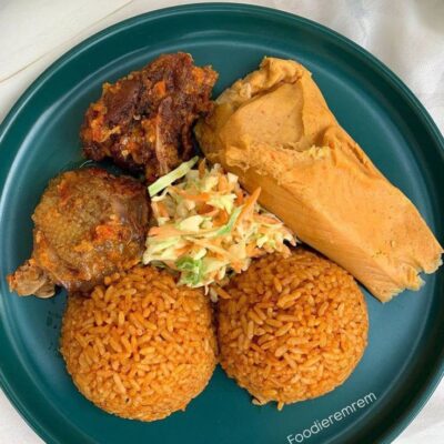 Jollof Rice + Moi Moi